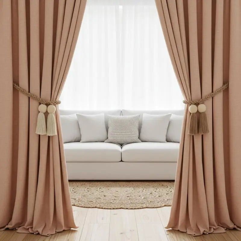 Magnetic Wooden Tassel Curtain Holdbacks – Set of 2