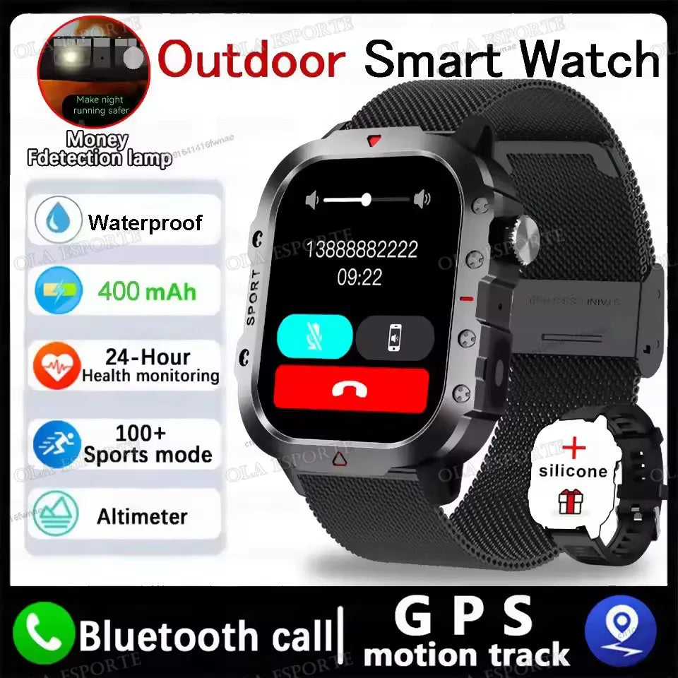 Military Men Smart Watch Bluetooth Call Fitness Clock Heart Monitor