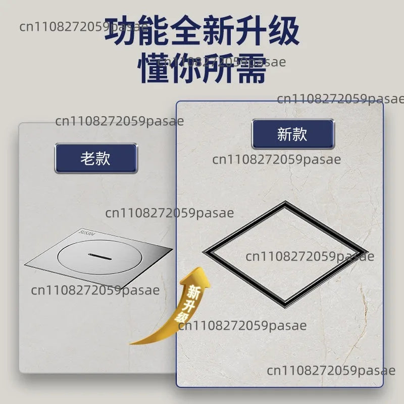 Tile-Inlay Stainless Steel Floor Drain Cleaning Access Port