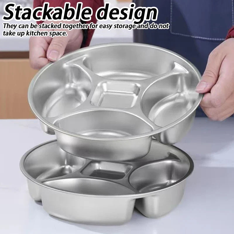 Stainless Steel Divider Tray Kitchen Cooking Food Preparation Plate