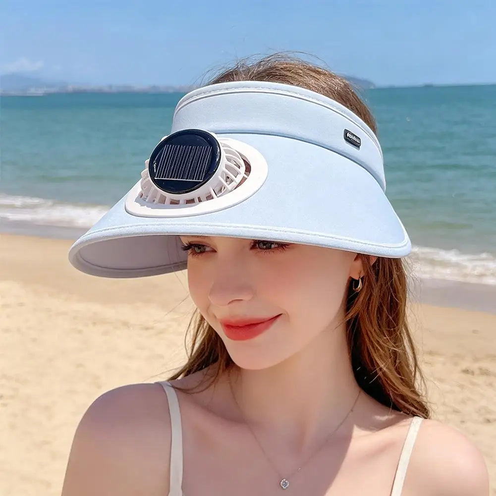Solar USB Fan Sun Hat – Unisex Wide Brim Cooling Visor