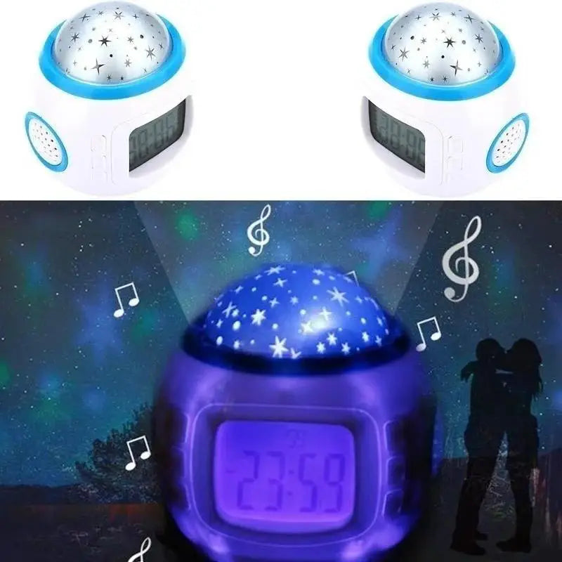 Kids Star Night Light Projector Alarm Clock with Music