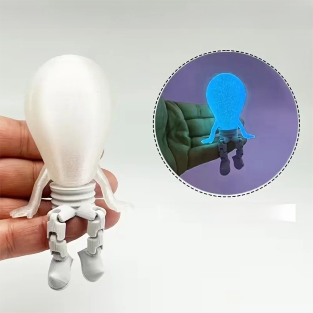 3D Printed Glow-in-the-Dark Bulb Figurine Desktop Ornament