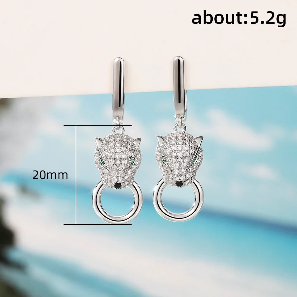 Huitan Leopard Green Eyes CZ Drop Earrings – Hip Hop Rock