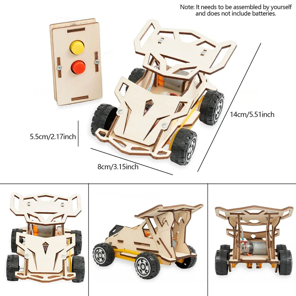 DIY Wooden RC Car Kit – 4WD STEM Educational Toy Ages 14+