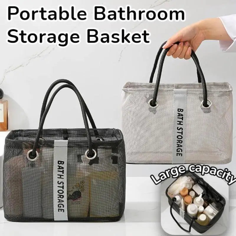 Portable Mesh Shower Tote Bag – Large Toiletry Organizer