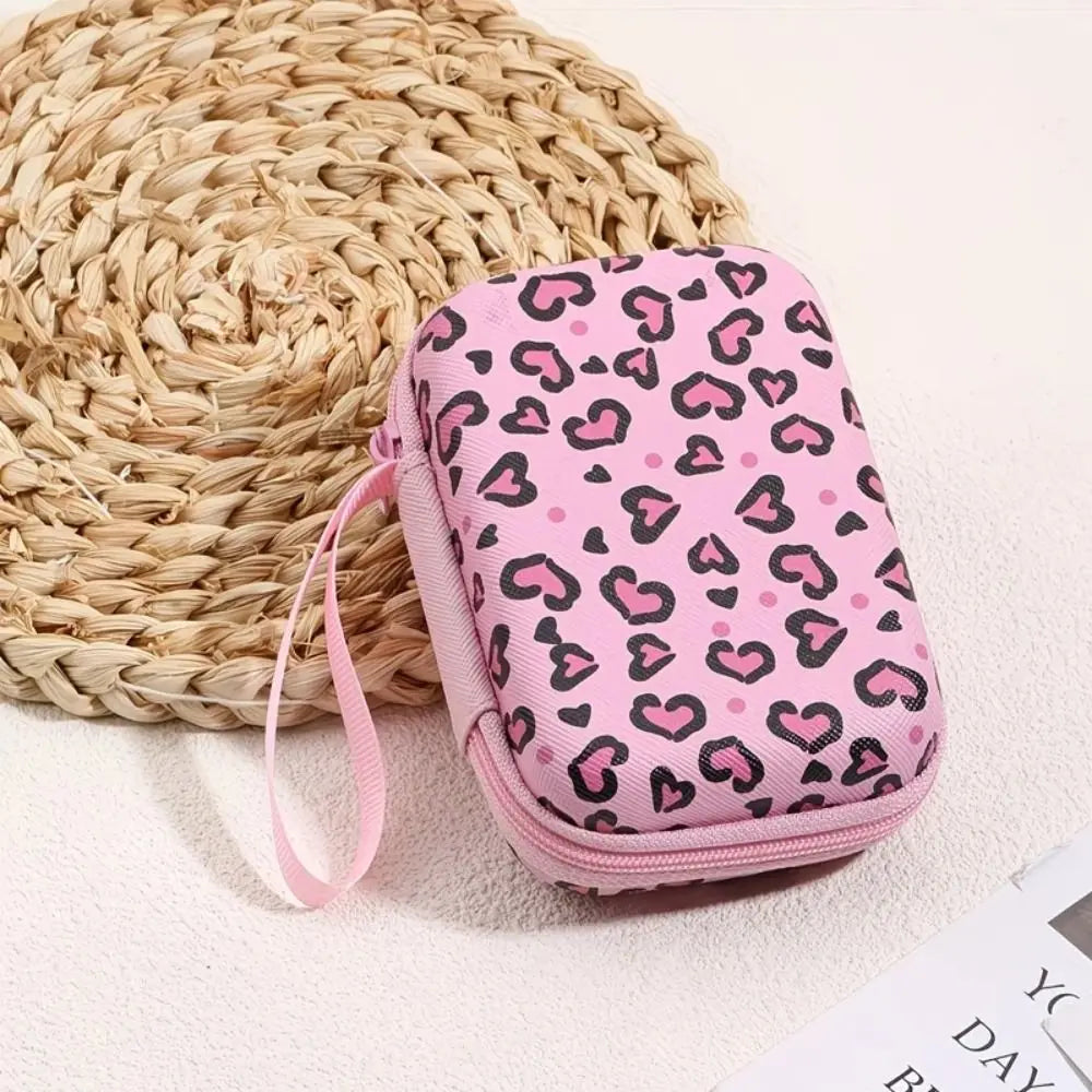 Leopard Print Hard Shell Cable & Gadget Organizer Pouch