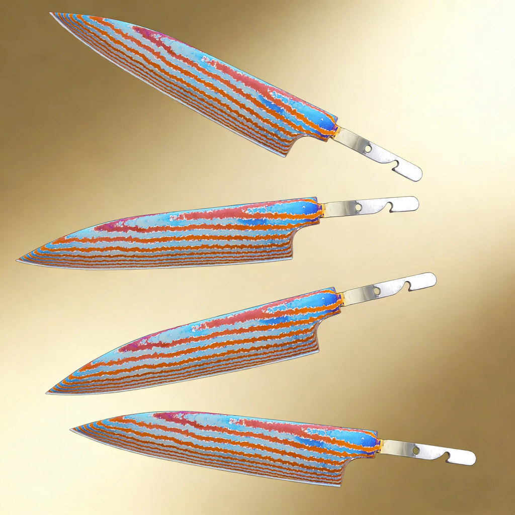 Damascus Titanium Kitchen Knife Blade | DIY Replacement 1–5 Pcs