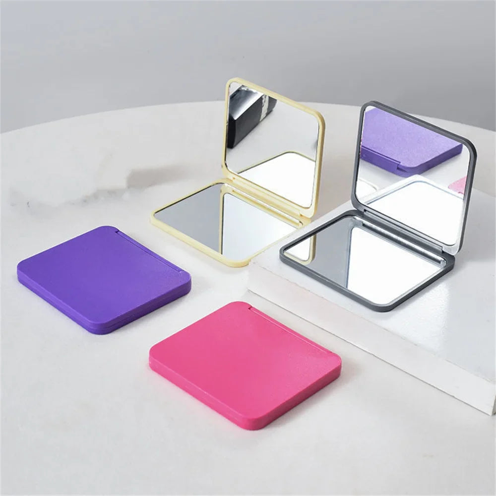 2-Face Makeup Mirror Square Portable Cute Girl's Hand Mini Pocket