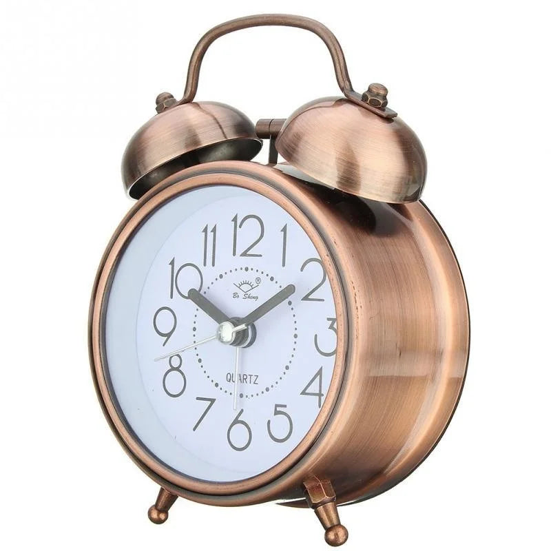 Vintage Retro Dual Bell Alarm Clock – Silent & Night Light