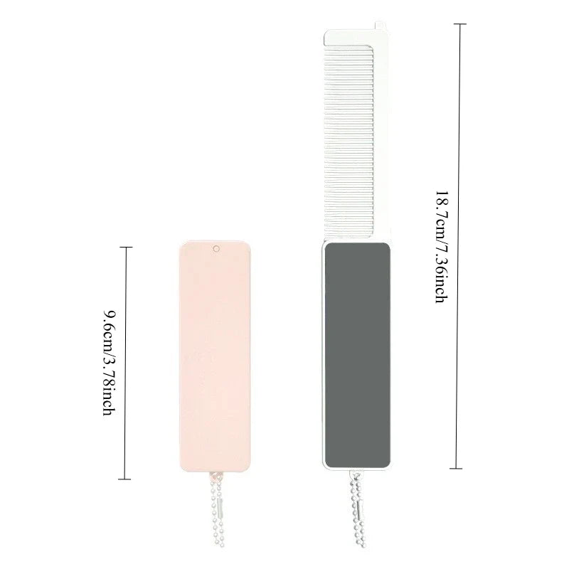 Mini Folding Massage Comb with Mirror | Travel Hair Brush