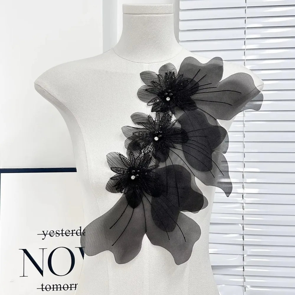 3D Organza Flower Patch – Handmade DIY Corsage Embellishment