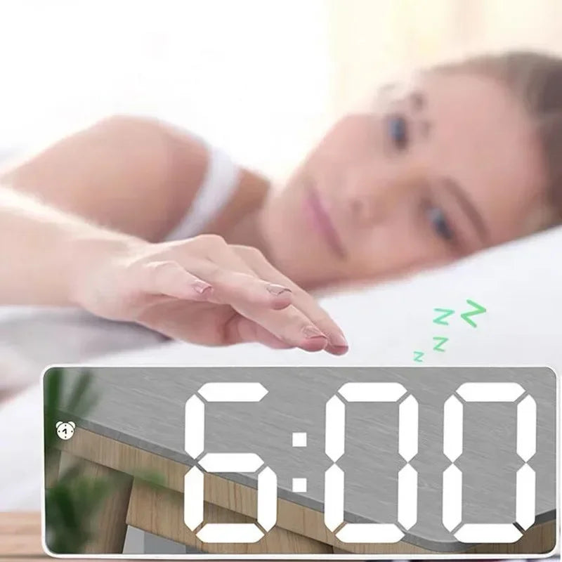 LED Digital Alarm Clock – Voice Control & Brightness Adjust