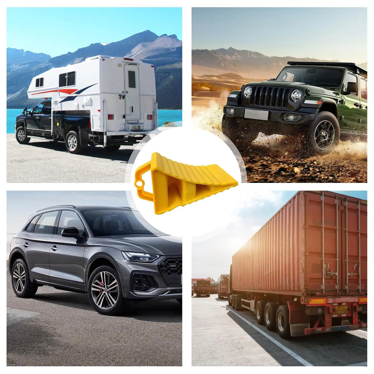 Heavy Duty Wheel Chock Anti-Slip Parking Wedge – Trucks, RVs & Trailers