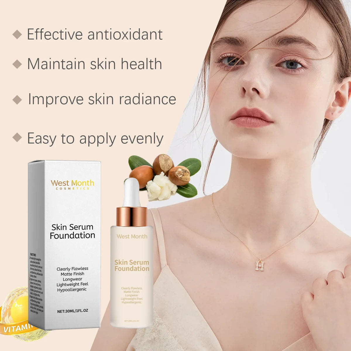 West&Month Liquid Foundation – Hydrating, Waterproof, 30ml