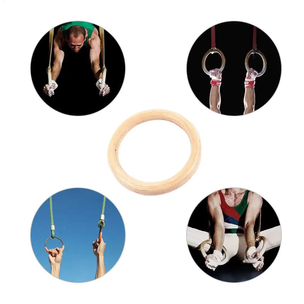 Birch Wood Pull Up Gymnastics Rings – Non-Slip Grip Training
