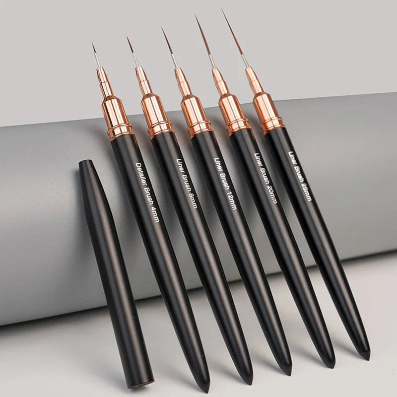 5-Piece Nail Art Liner Brush Set – 7/9/11/15/20mm Striping