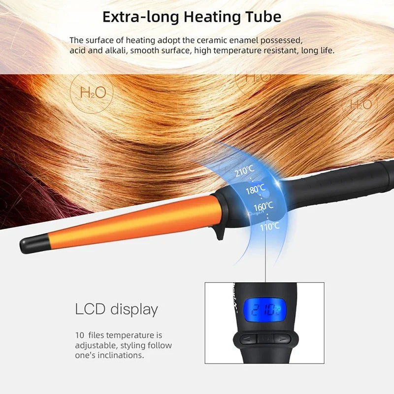 360° Ceramic Curling Iron | LED Professional Hair Curler Wand