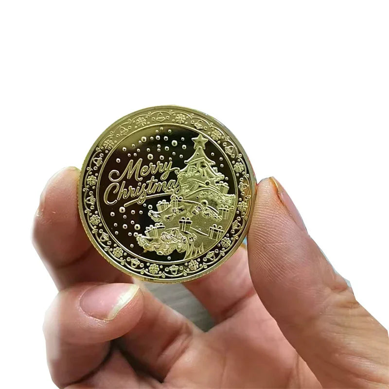 Merry Christmas Gold Metal Commemorative Coin | Holiday Gift