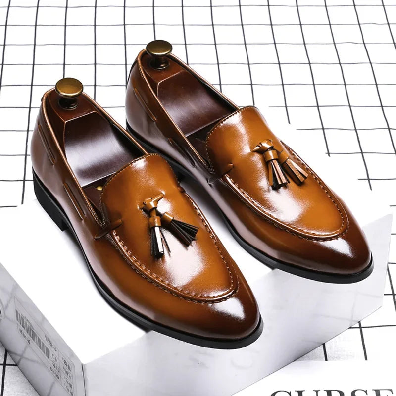Men's Italian Style Leather Loafers – Luxury Slip-On Casual Shoes
