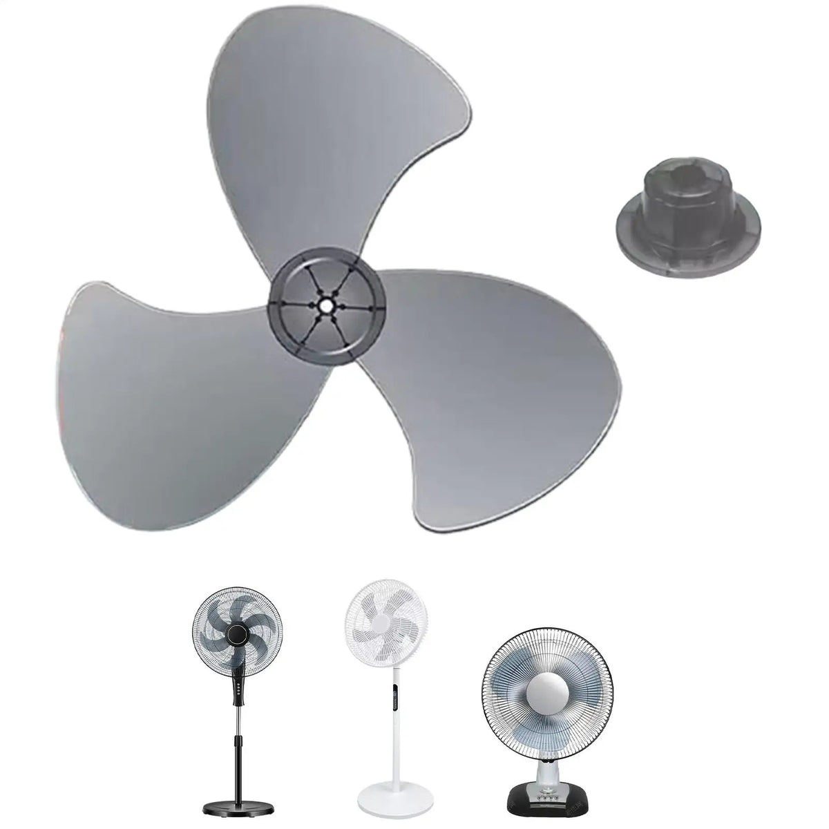 16-Inch Replacement Fan Blades Universal 3-Blade Kit + Nut Cover