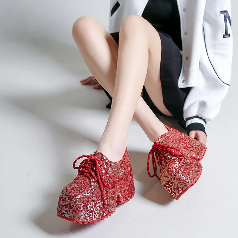 Women's Ethnic Embroidery Platform Pumps – Luxury Slingbacks