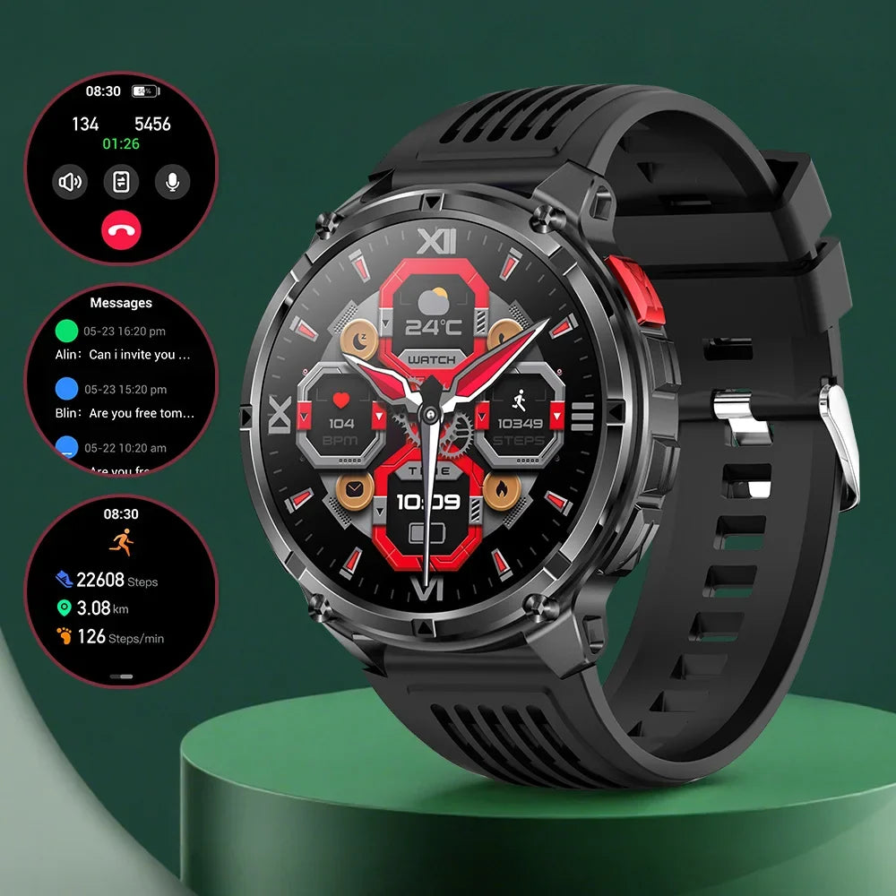 Yoateo Smart Watch – 1100mAh Battery, Bluetooth Call & Compass
