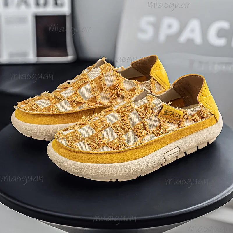 Men's Canvas Slip-On Loafers – Casual Espadrille Flat Shoes