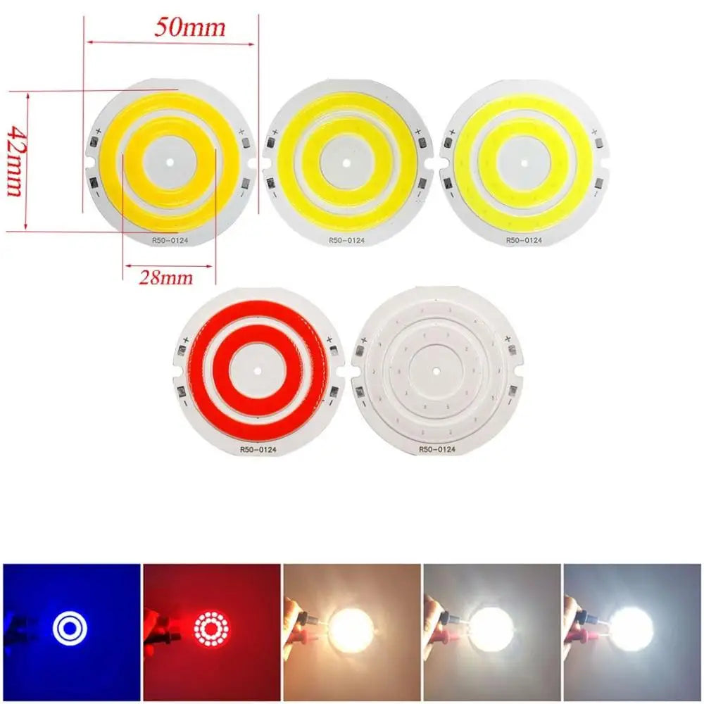 Double Ring COB Circular LED Chip 3V–4V 50mm 2W | DIY Light