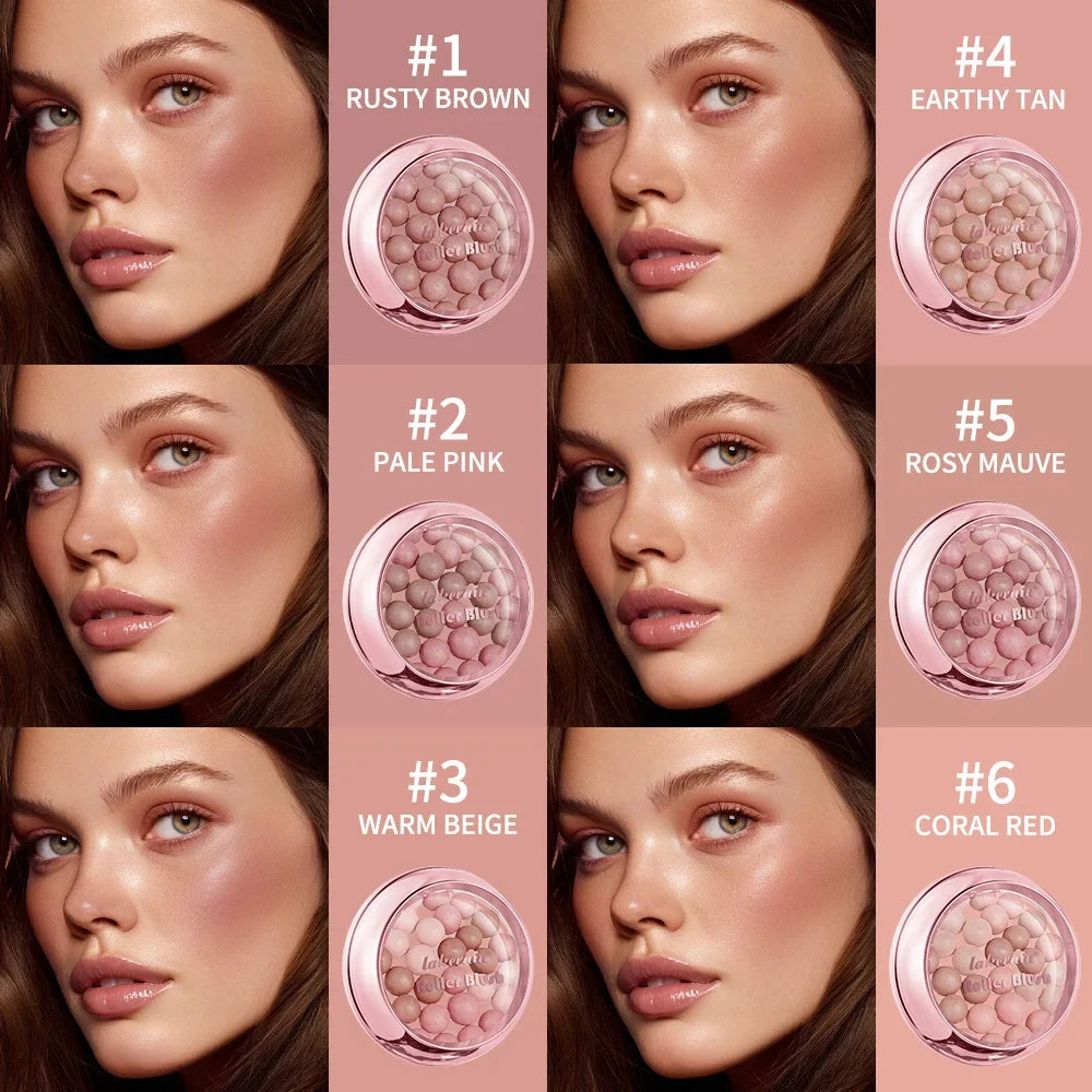 Spherical Roller Blush with Brush – Pearlescent Shimmer Finish