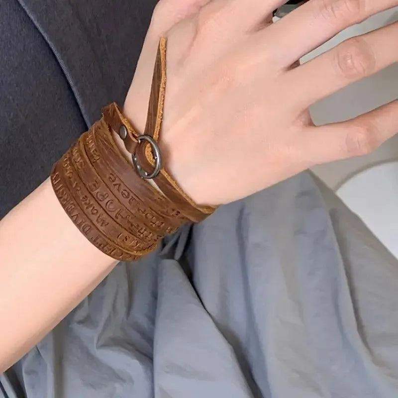Brown Faux Leather Choker Necklace – Adjustable Waist Chain