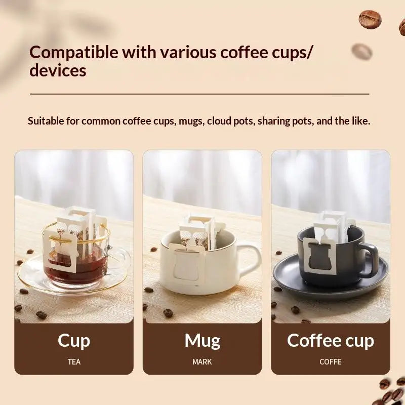 Disposable Hanging Ear Coffee Filters | Food Grade Biodegradable 25/50 Pk