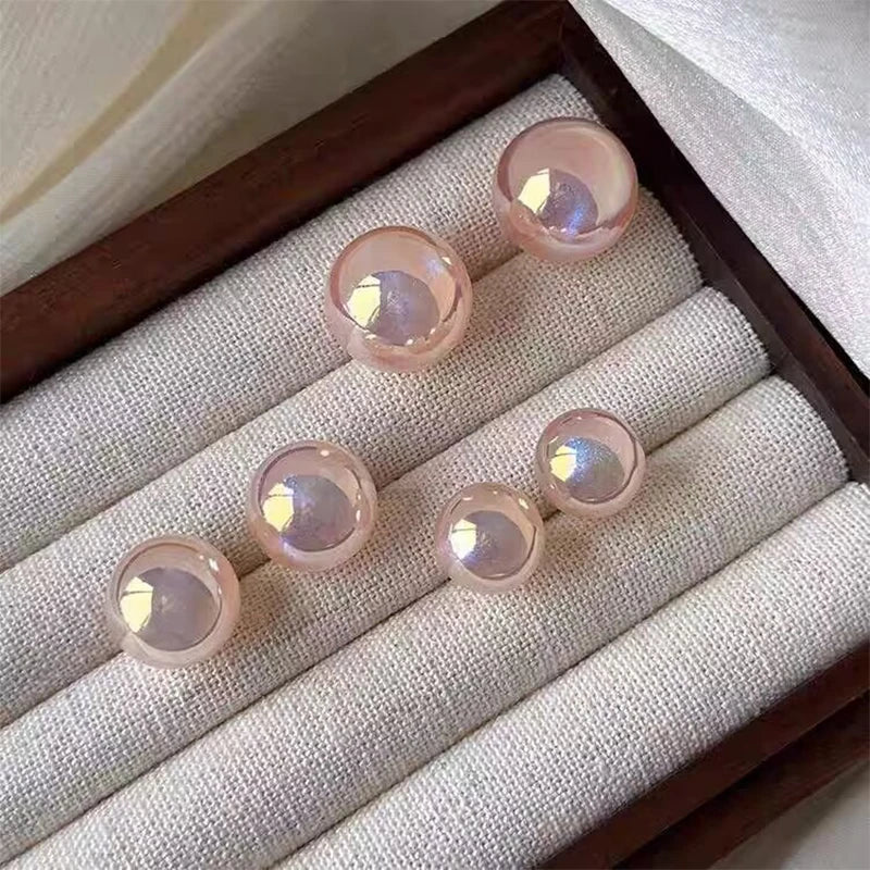 Pink Imitation Pearl Stud Earrings – Elegant Women's Jewelry