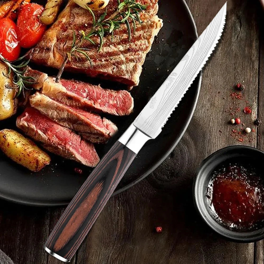 Stainless Steel Serrated Steak Knife with Plastic Handle