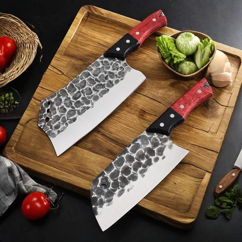 Forged Stainless Steel Kitchen Knife Set – Cleaver & Slicer