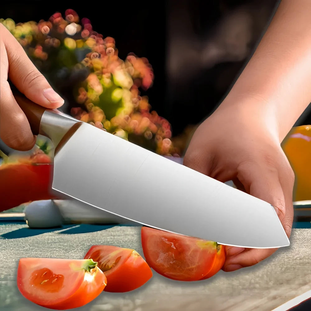 Japanese Kitchen Knife Set – Chef, Cleaver & Slicer + Sheath