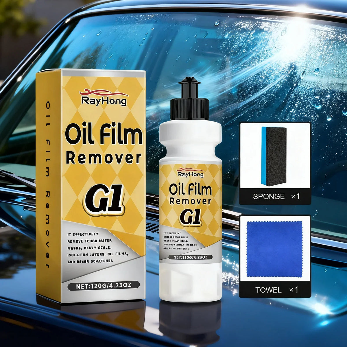 RayHong Windshield Oil Film Remover Kit | Rain Repellent