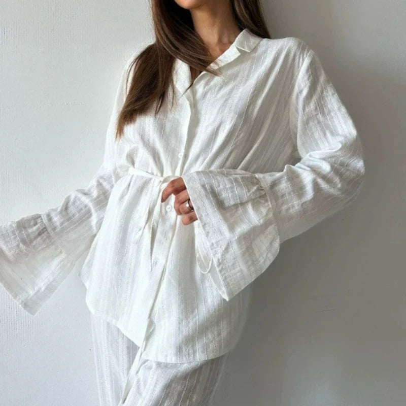 Women's 2-Piece Cotton Pajama Set – Long Sleeve Winter Sleepwear