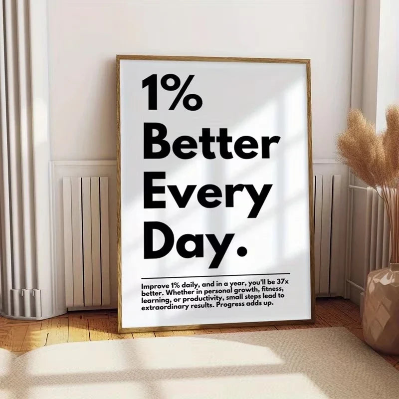 "1% Better Every Day" Motivational Canvas Wall Art Print