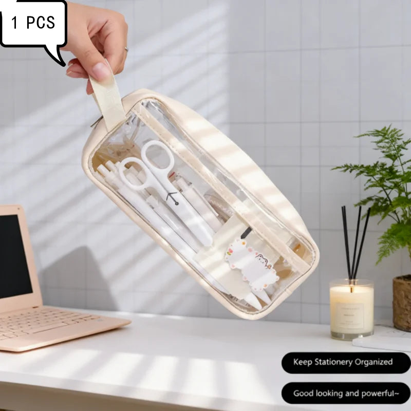 Transparent Large Capacity Pencil Case – Waterproof PVC Pouch