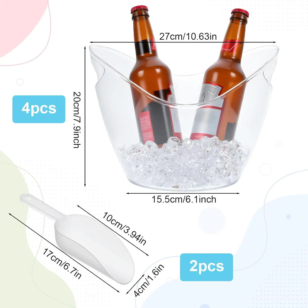 4 Unbrekable Beverage Tubs Parties Plastic Ice Bucket Cocktail Bar