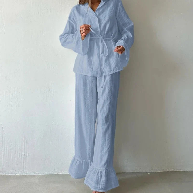Women's 2-Piece Cotton Pajama Set – Long Sleeve Winter Sleepwear