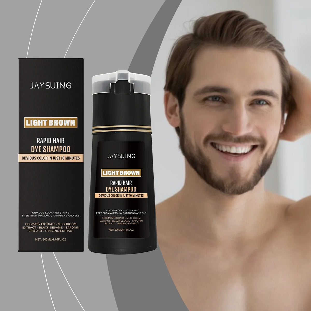 Jaysuing 3-in-1 Men's Hair Dye Shampoo – Gray Coverage 200ml