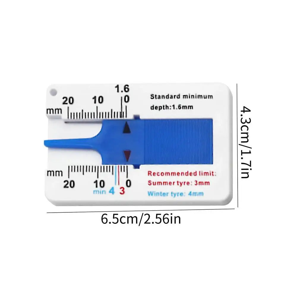 0- Tyre Tread Depth Depthometer Gauge Caliper Plastic Ruler Car Wheel