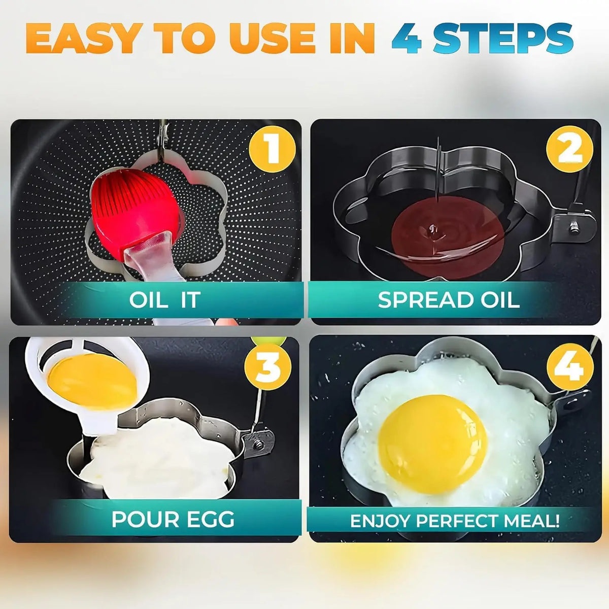 5-Piece Stainless Steel Egg & Pancake Ring Mold Set | Non-Stick