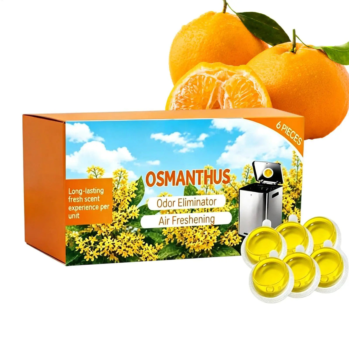 6-Pack Citrus Trash Can Freshener Gel | 30-Day Odor Neutralizer