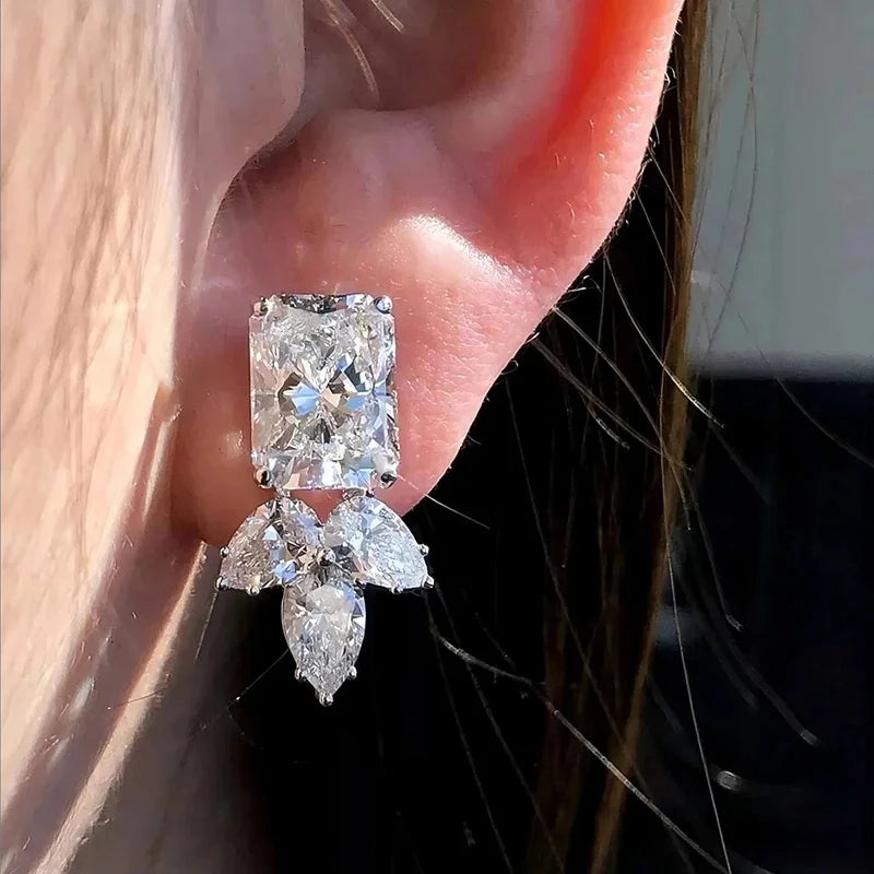 Huitan CZ Stud Earrings – Geometric Cubic Zirconia Fashion Jewelry