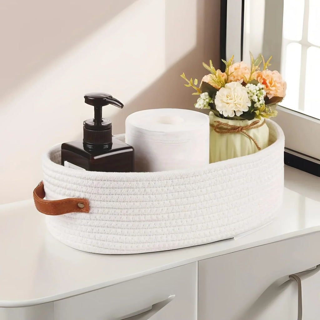 Oval Handle Bathroom Storage Basket Clothes Box Layered Finishing