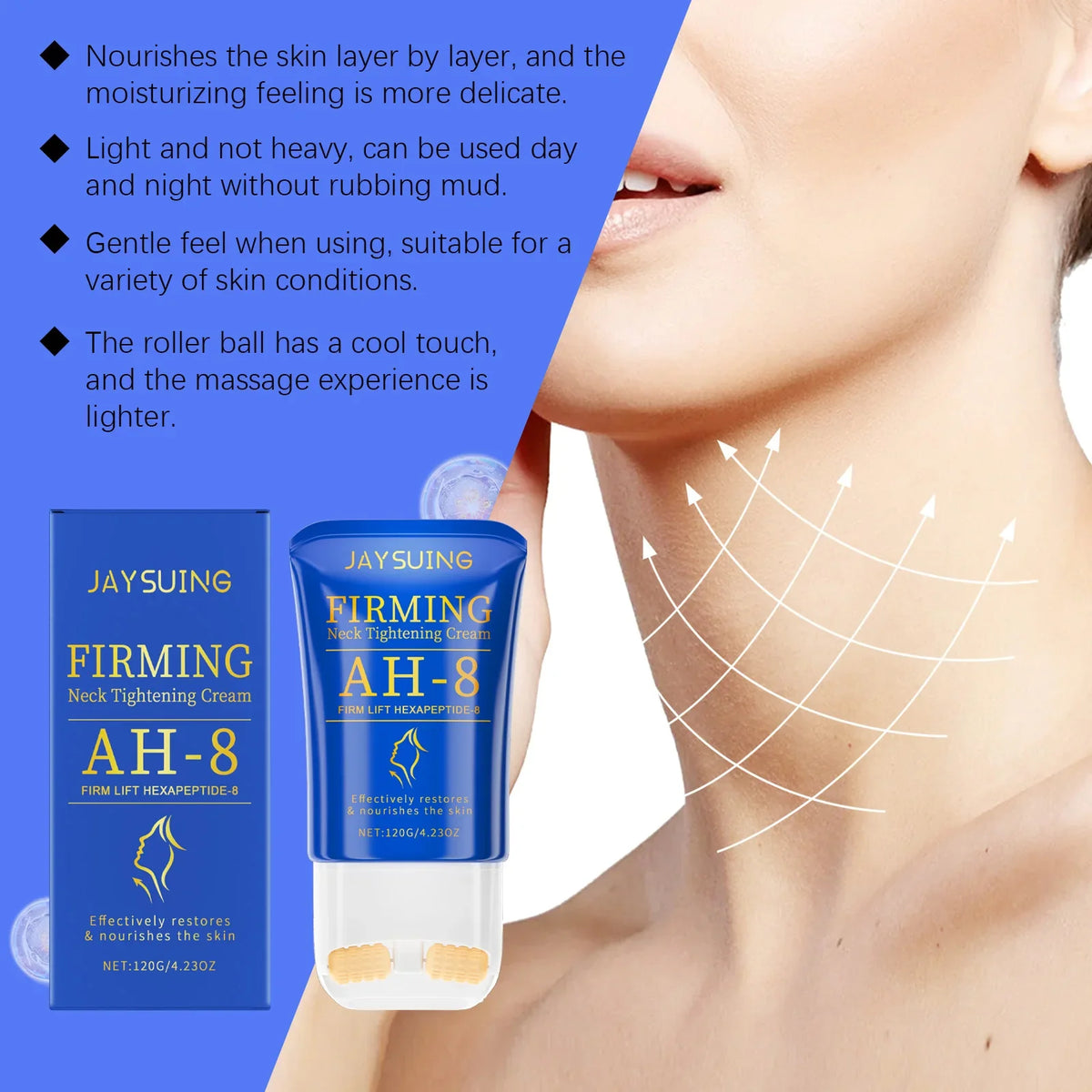 Jaysuing Firming Neck Cream with Roller – Tighten & Lift 120g