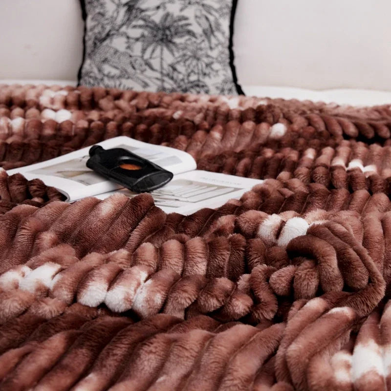 3D Jacquard Shaggy Blanket – Cozy Lightweight Throw for Bed & Sofa